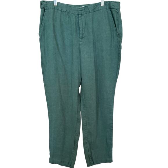Coldwater Creek Pants Women's Size 14 Green 100% Linen Trouser Work Office Cool - Picture 1 of 13